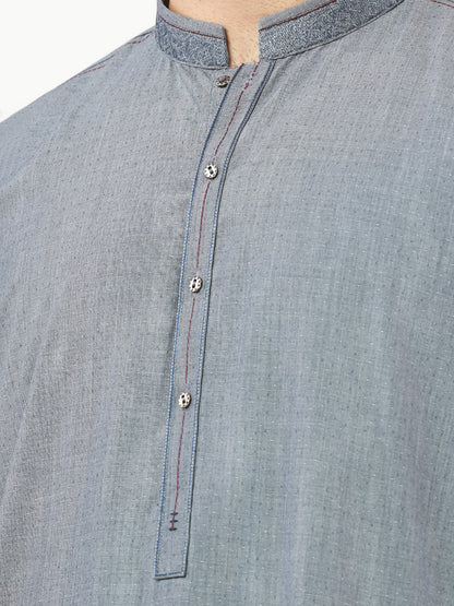 Edenrobe - Men's Steel Blue Kurta Shalwar - EMTKS22S-40965