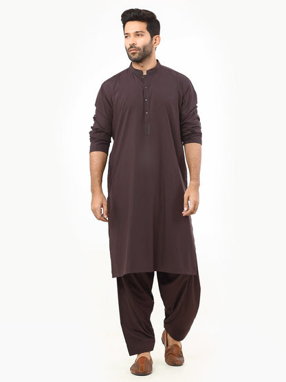 Edenrobe - Men's Plum Kurta Shalwar - EMTKS22S-40968