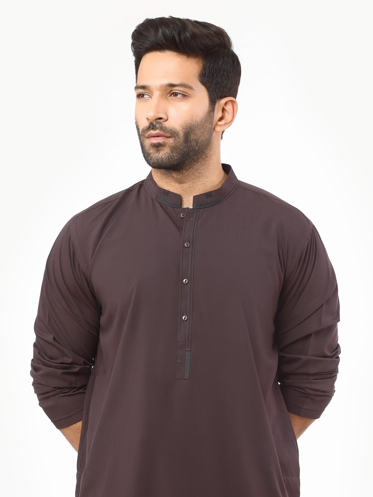Edenrobe - Men's Plum Kurta Shalwar - EMTKS22S-40968