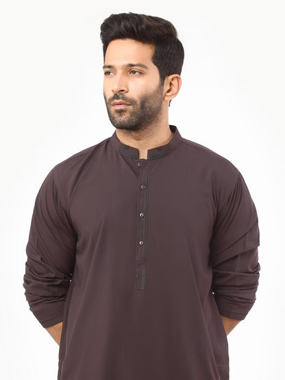 Edenrobe - Men's Plum Kurta Shalwar - EMTKS22S-40968