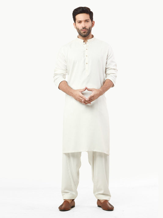 Edenrobe - Men's White Kurta Shalwar - EMTKS22S-40974