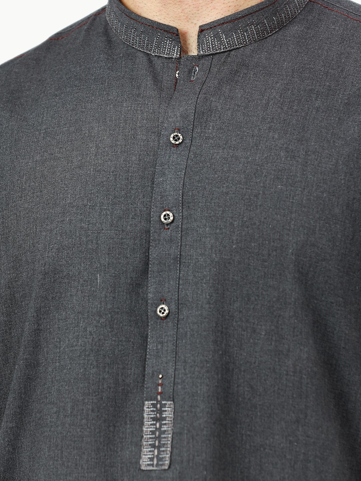 Edenrobe - Men's Charcoal Kurta Shalwar - EMTKS22S-40980