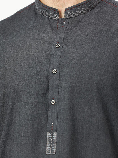 Edenrobe - Men's Charcoal Kurta Shalwar - EMTKS22S-40980