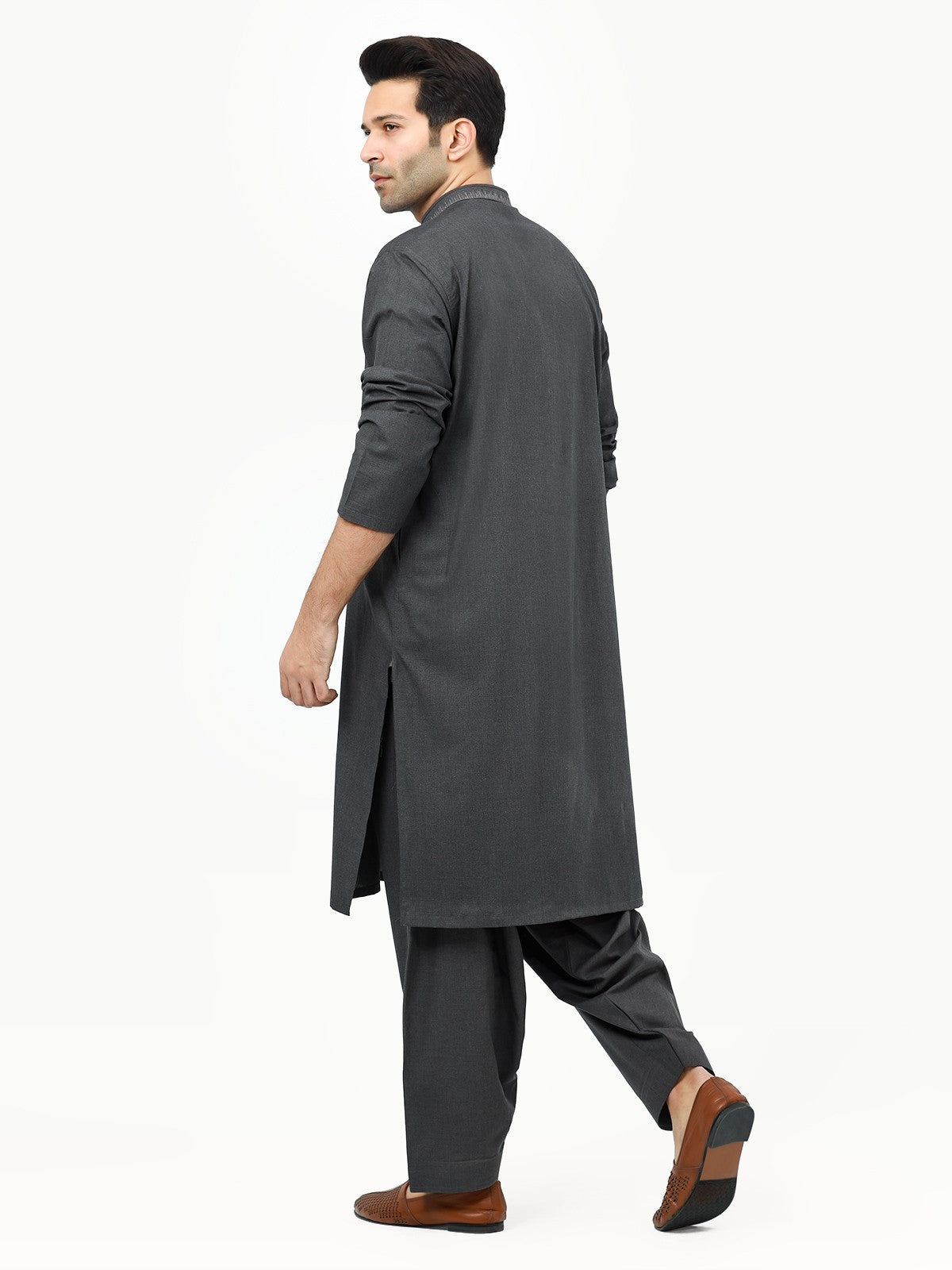 Edenrobe - Men's Charcoal Kurta Shalwar - EMTKS22S-40980