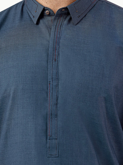 Edenrobe - Men's Steel Blue Kurta Shalwar - EMTKS22S-40985