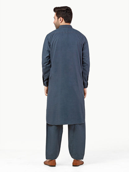 Edenrobe - Men's Steel Blue Kurta Shalwar - EMTKS22S-40985
