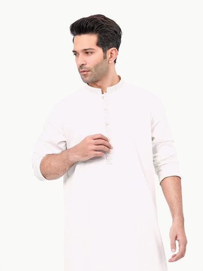 Edenrobe - Men's Off White Kurta Shalwar - EMTKS22S-40989