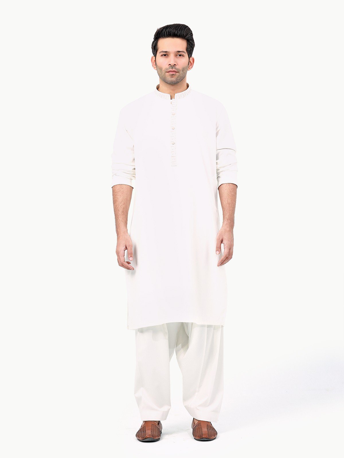 Edenrobe - Men's Off White Kurta Shalwar - EMTKS22S-40989
