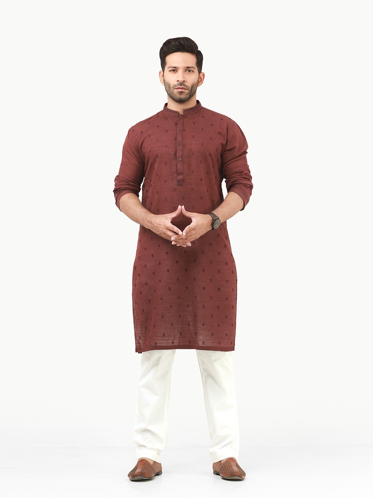 Edenrobe - Men's Burgundy Kurta - EMTK22S-99208