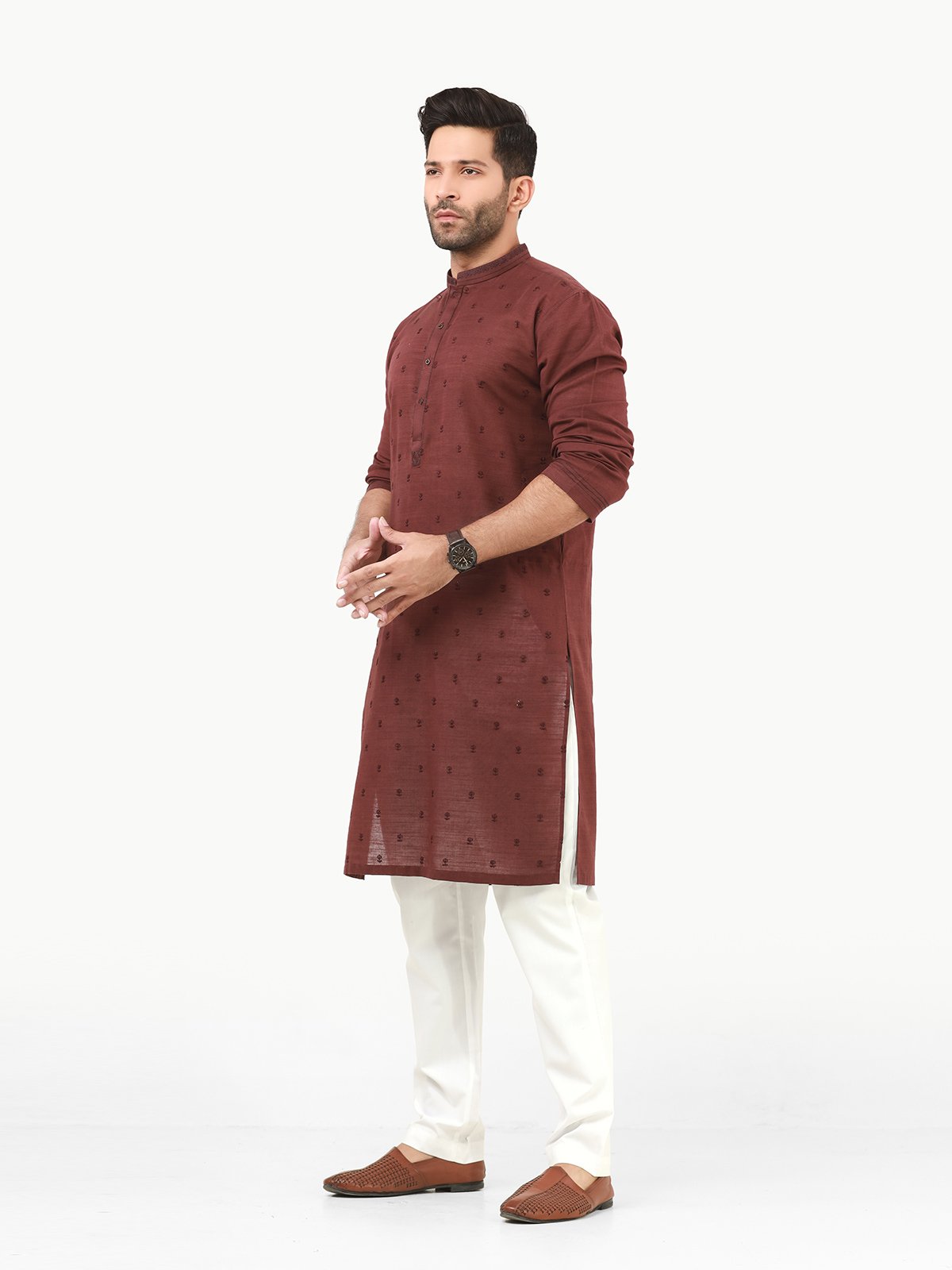 Edenrobe - Men's Burgundy Kurta - EMTK22S-99208