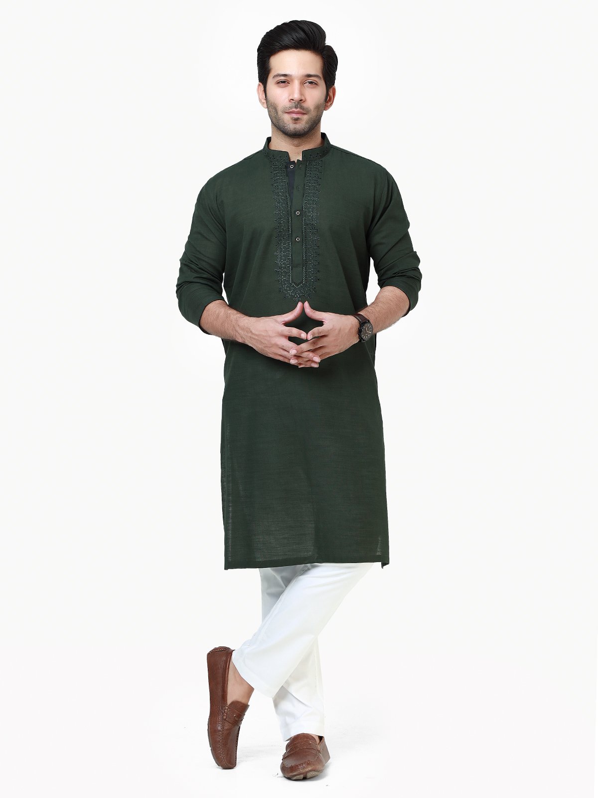 Edenrobe - Men's Dark Green Kurta - EMTK22S-99211