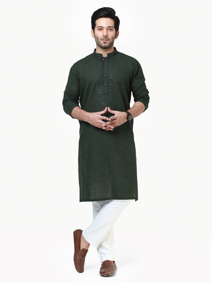 Edenrobe - Men's Dark Green Kurta - EMTK22S-99211