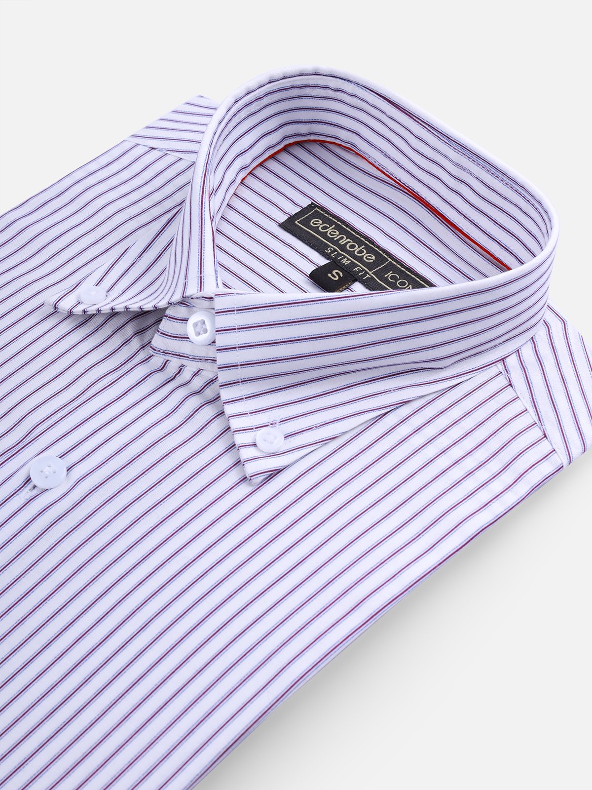 Edenrobe - Men's White & Purple Striped Shirt - EMTSI21-50237