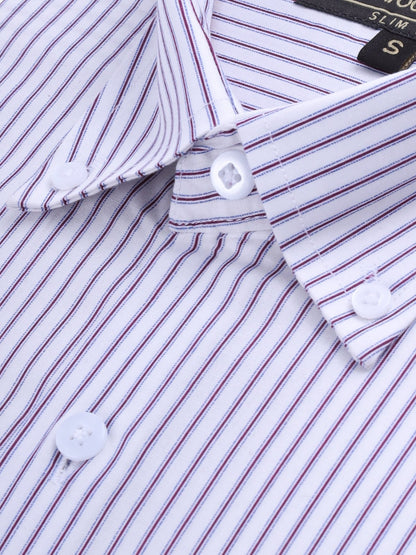 Edenrobe - Men's White & Purple Striped Shirt - EMTSI21-50237