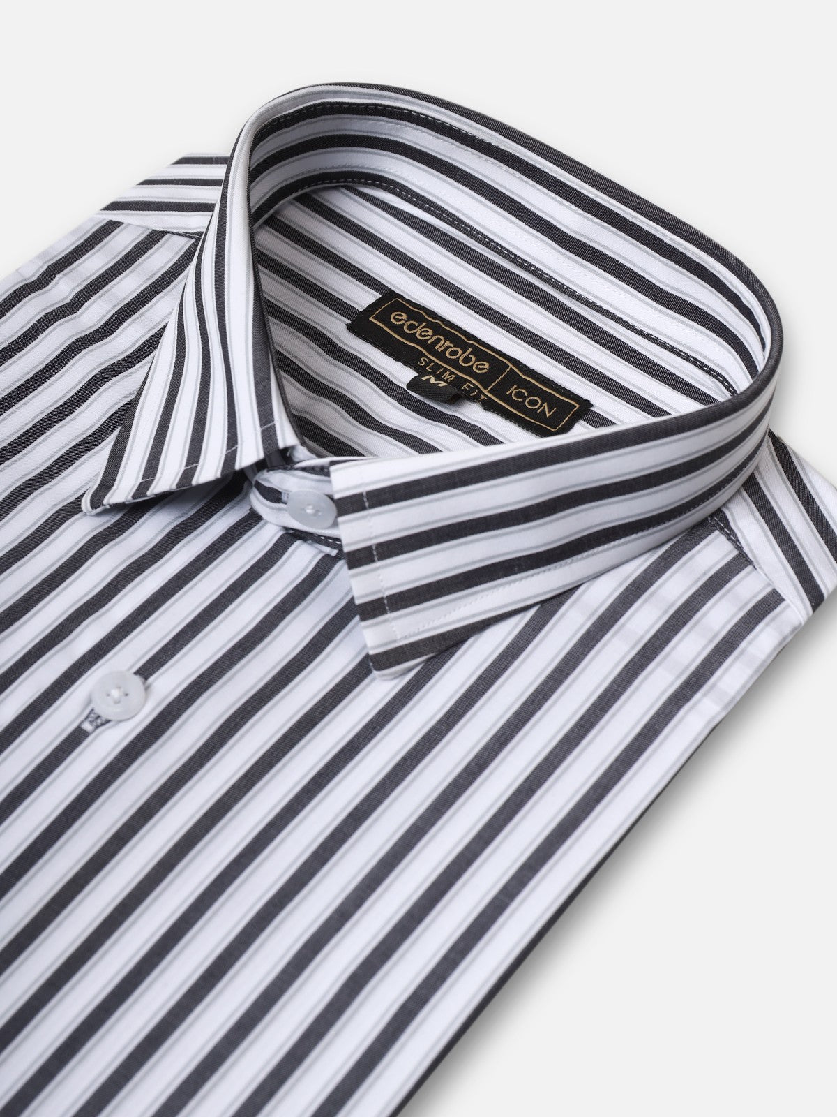 Edenrobe - Men's White & Black Striped Shirt - EMTSI22-50239