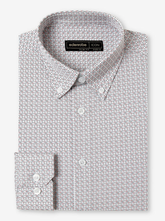 Edenrobe - Men's White Multi Shirt - EMTSI22-50249