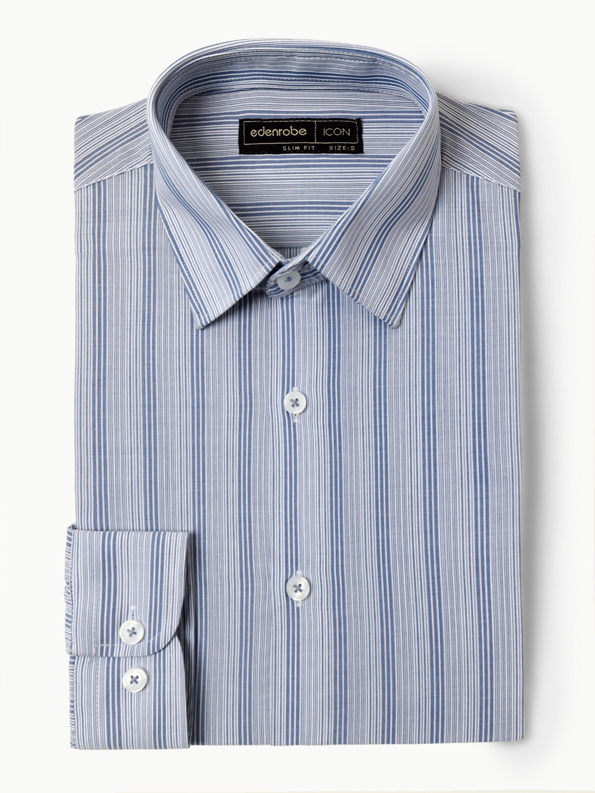 Edenrobe - Men's Blue Striped Shirt - EMTSI22-50250