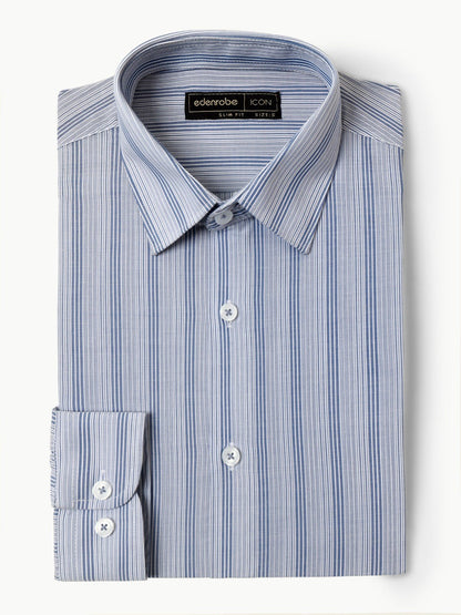 Edenrobe - Men's Blue Striped Shirt - EMTSI22-50250
