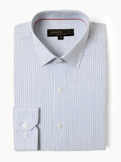 Edenrobe - Men's White & Blue Striped Shirt - EMTSI22-50251