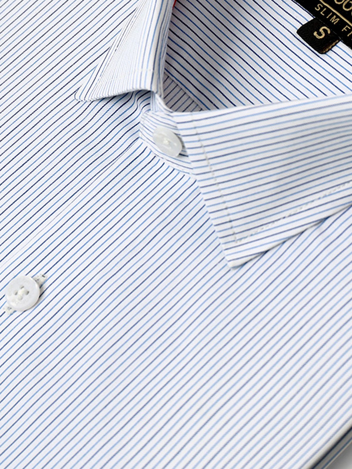 Edenrobe - Men's White & Blue Striped Shirt - EMTSI22-50251