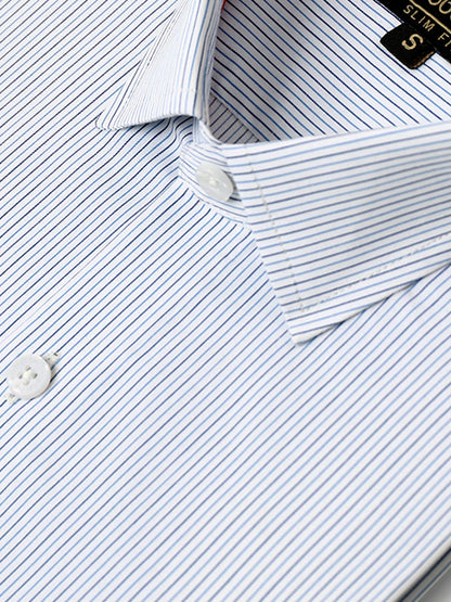 Edenrobe - Men's White & Blue Striped Shirt - EMTSI22-50251