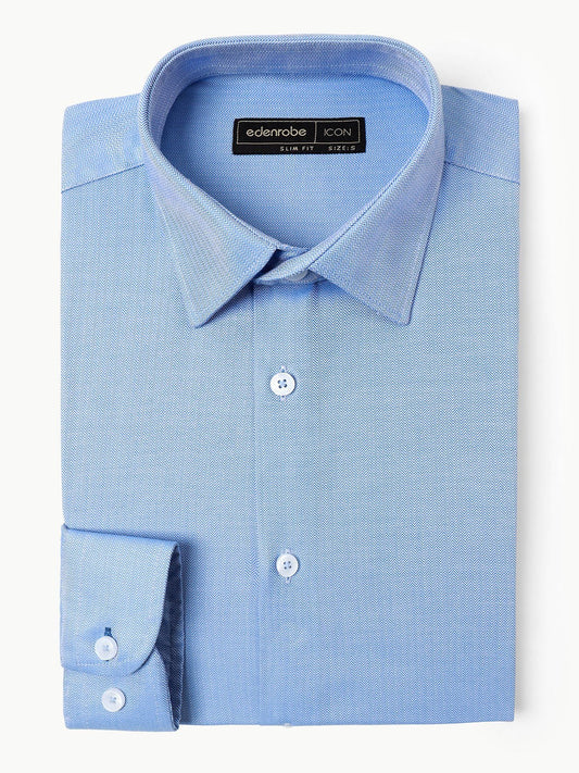 Edenrobe - Men's Sky Blue Textured Shirt - EMTSI22-50256