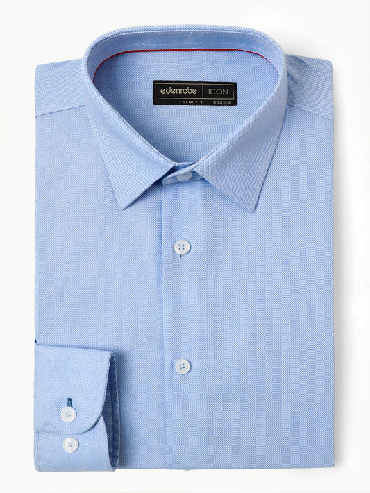 Edenrobe - Men's Sky Blue Textured Shirt - EMTSI22-50257