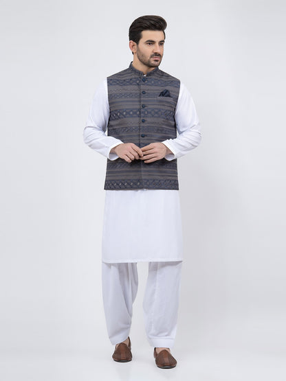 Edenrobe - Men's Grey Waist Coat Ceremonial - EMTWCC21-084