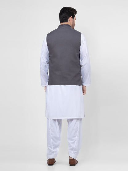 Edenrobe - Men's Grey Waist Coat Ceremonial - EMTWCC21-084