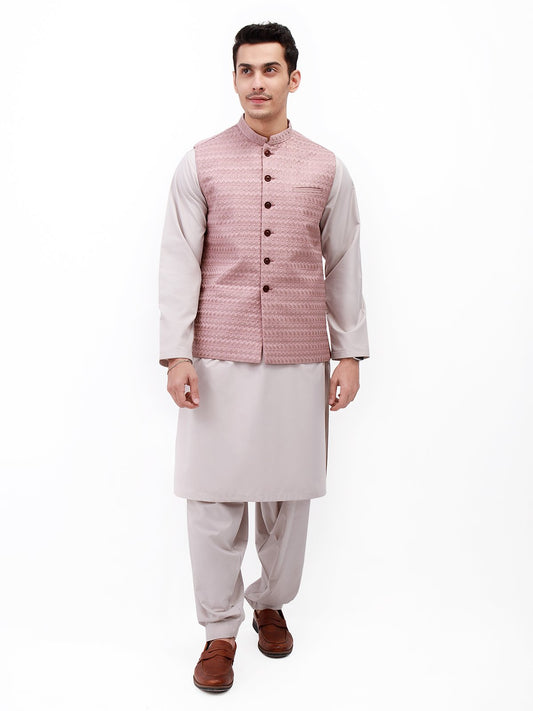 Edenrobe - Men's Tea Rose Waist Coat Ceremonial - EMTWCC21-099