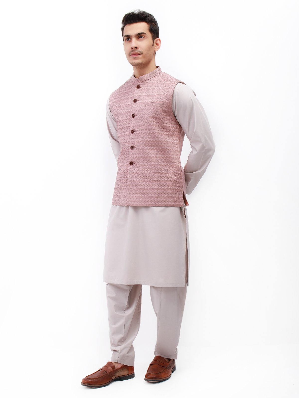 Edenrobe - Men's Tea Rose Waist Coat Ceremonial - EMTWCC21-099