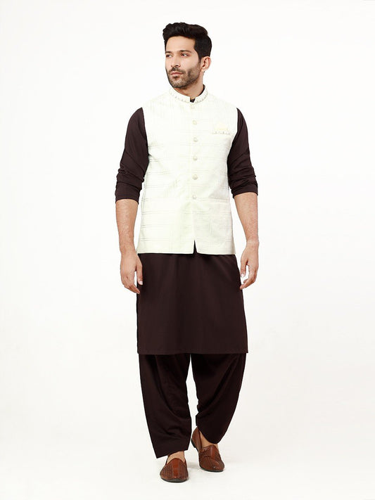 Edenrobe - Men's Cream Waist Coat Ceremonial - EMTWCC22-102