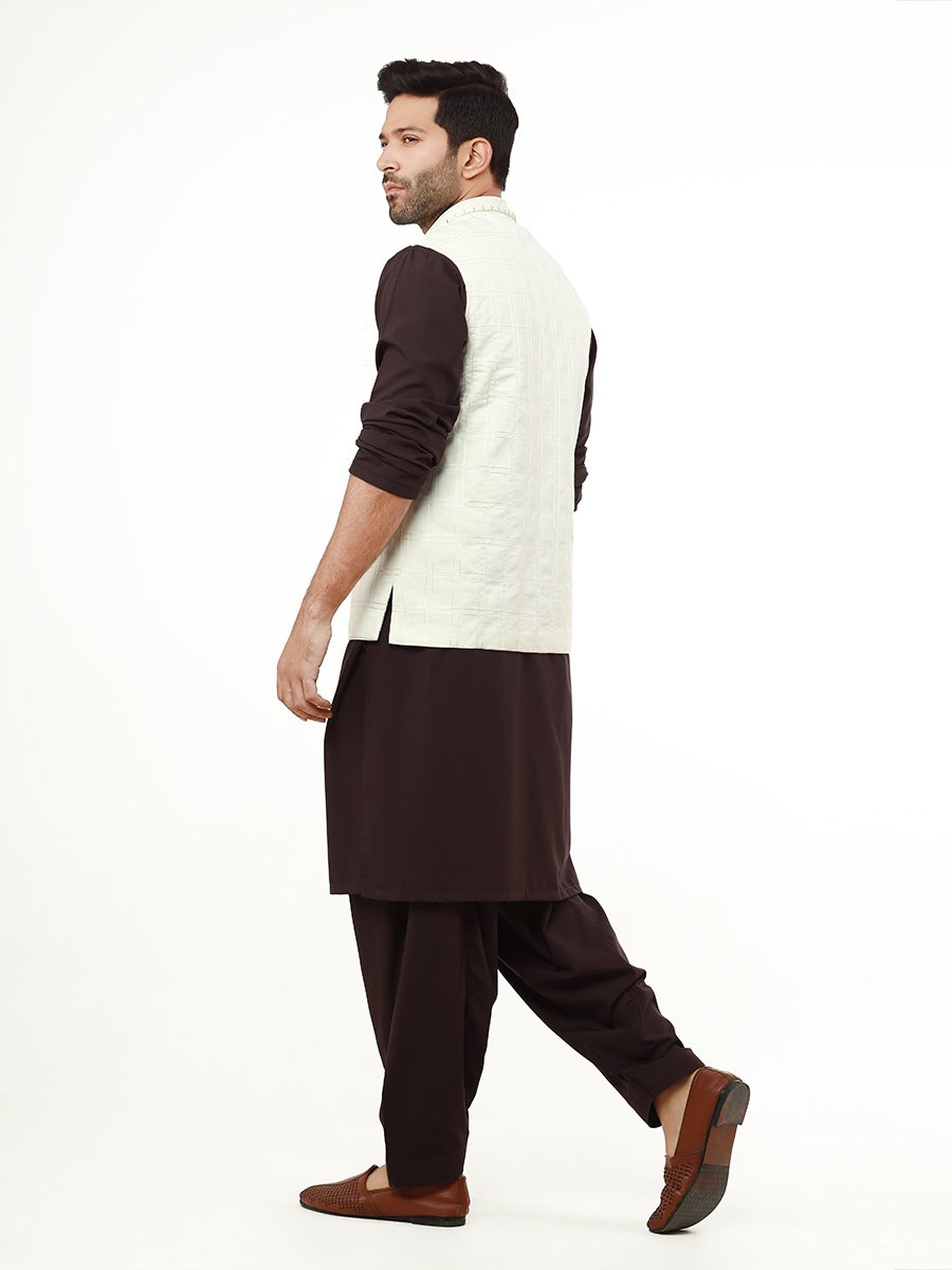 Edenrobe - Men's Cream Waist Coat Ceremonial - EMTWCC22-102