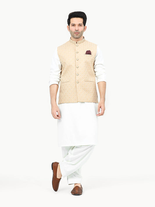 Edenrobe - Men's Fawn Waist Coat Ceremonial - EMTWCC22-107