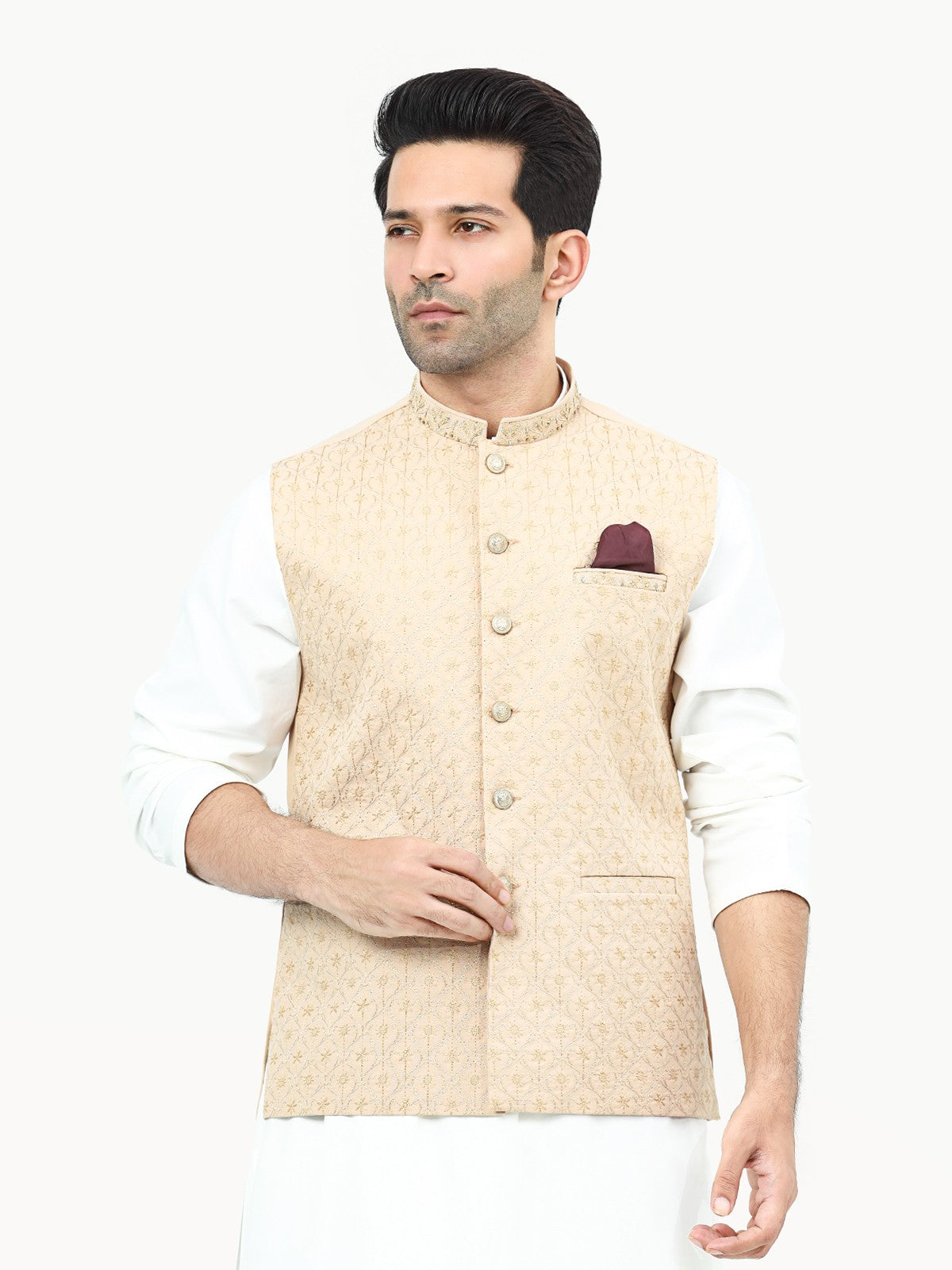 Edenrobe - Men's Fawn Waist Coat Ceremonial - EMTWCC22-107