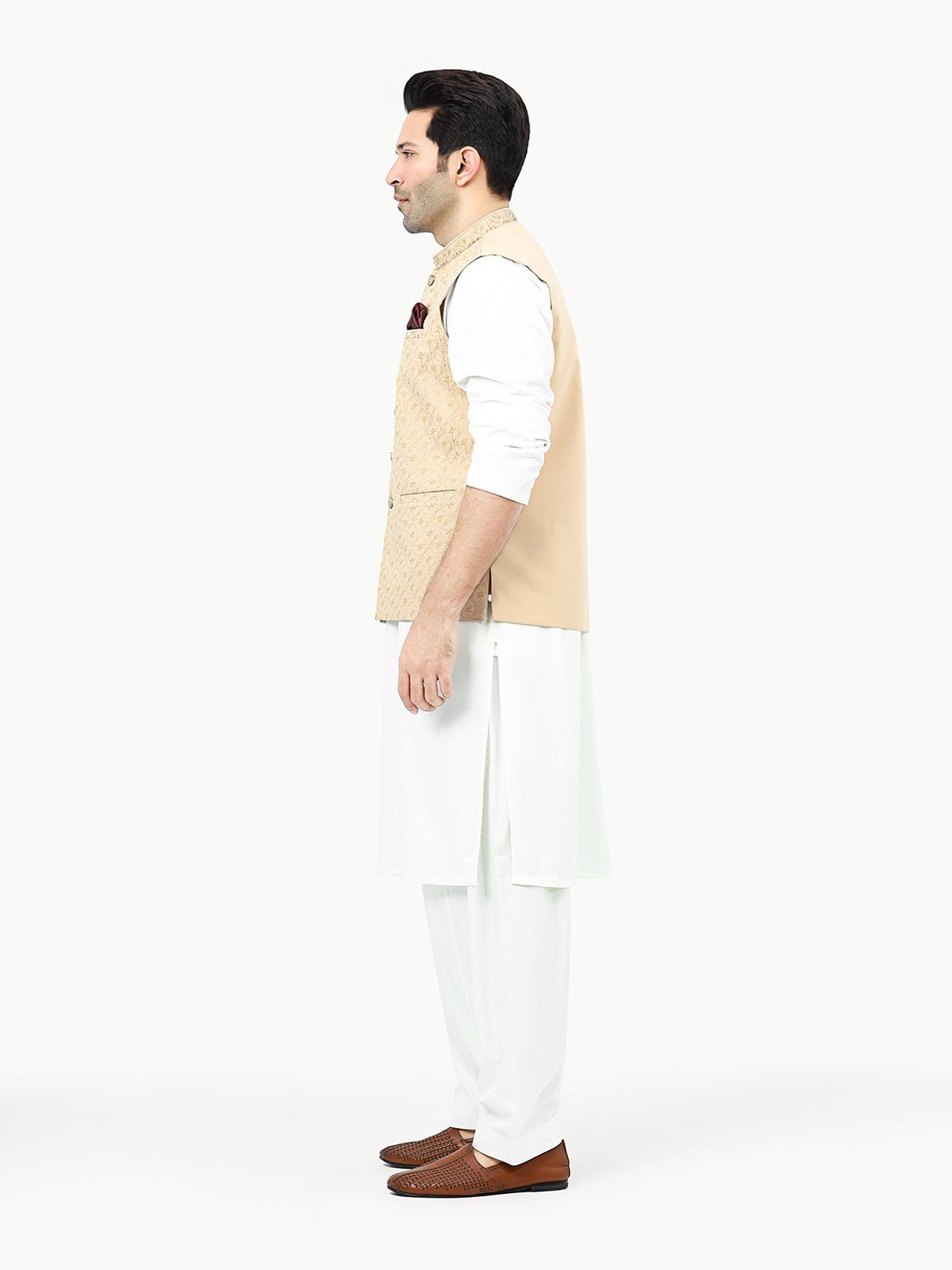 Edenrobe - Men's Fawn Waist Coat Ceremonial - EMTWCC22-107