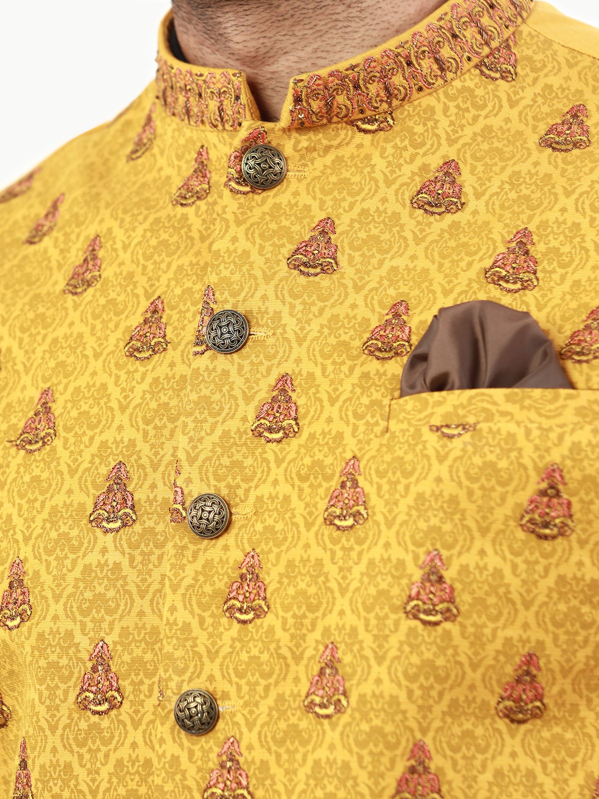 Edenrobe - Men's Mustard Waist Coat Ceremonial - EMTWCC22-115