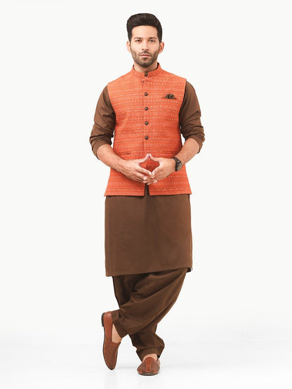 Edenrobe - Men's Rust Waist Coat Ceremonial - EMTWCC22-117