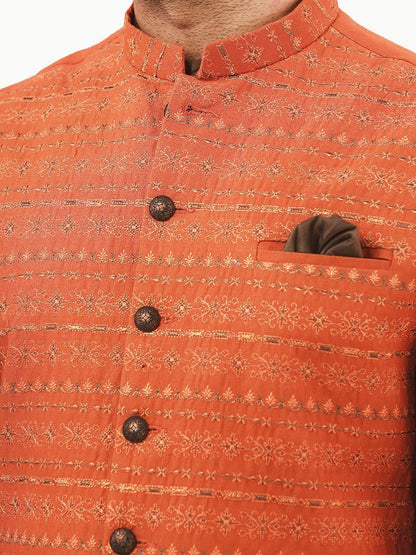 Edenrobe - Men's Rust Waist Coat Ceremonial - EMTWCC22-117