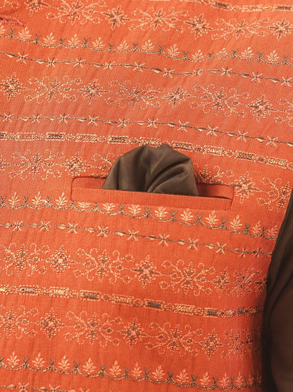 Edenrobe - Men's Rust Waist Coat Ceremonial - EMTWCC22-117