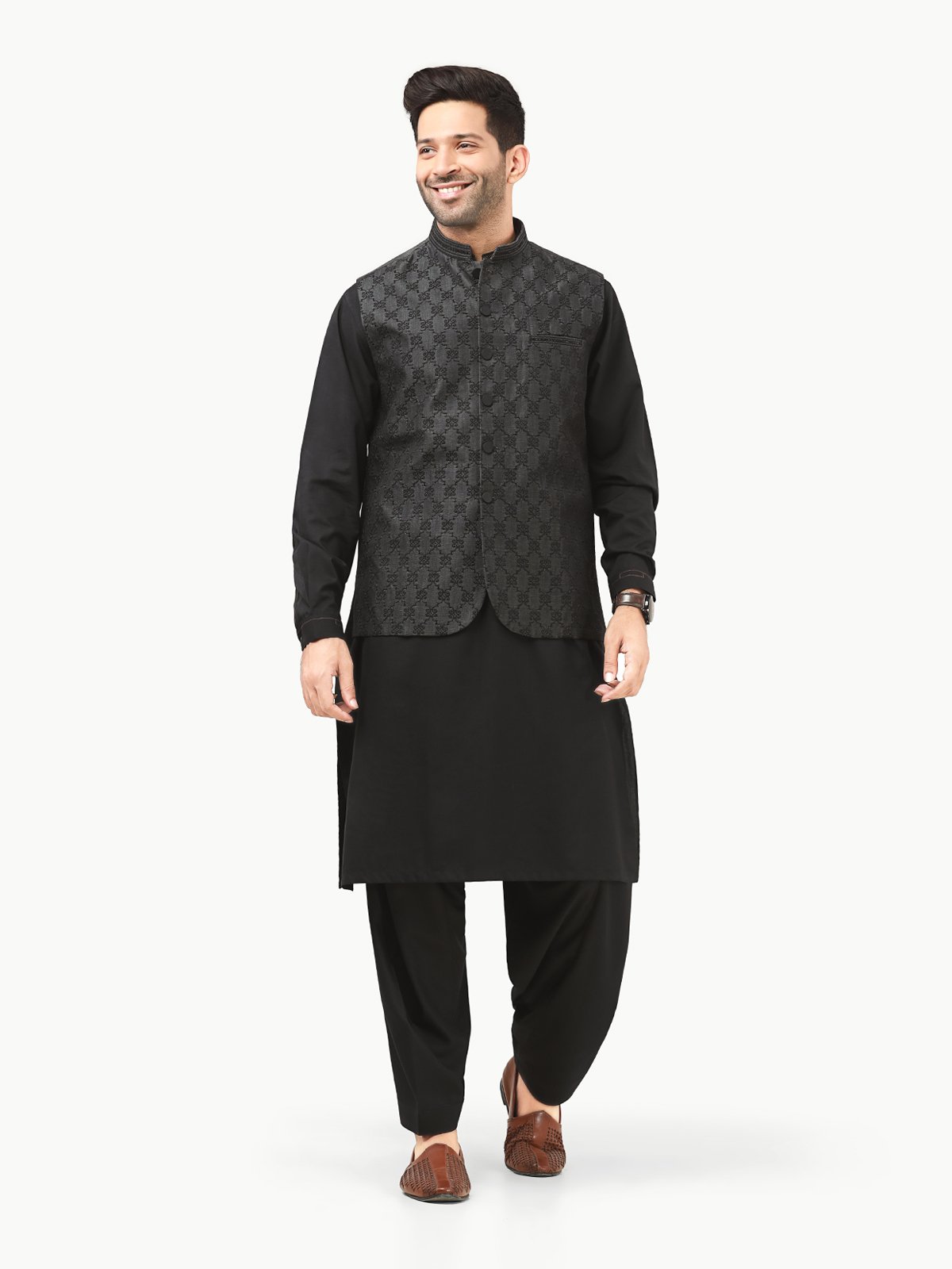 Edenrobe - Men's Dark Grey Waist Coat Ceremonial - EMTWCC22-119