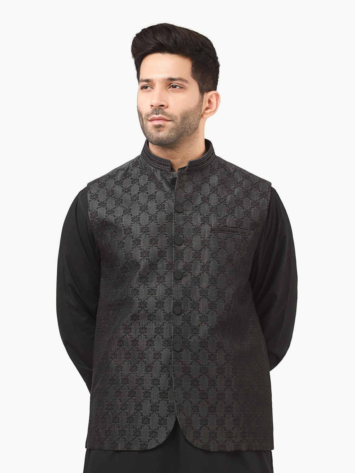 Edenrobe - Men's Dark Grey Waist Coat Ceremonial - EMTWCC22-119