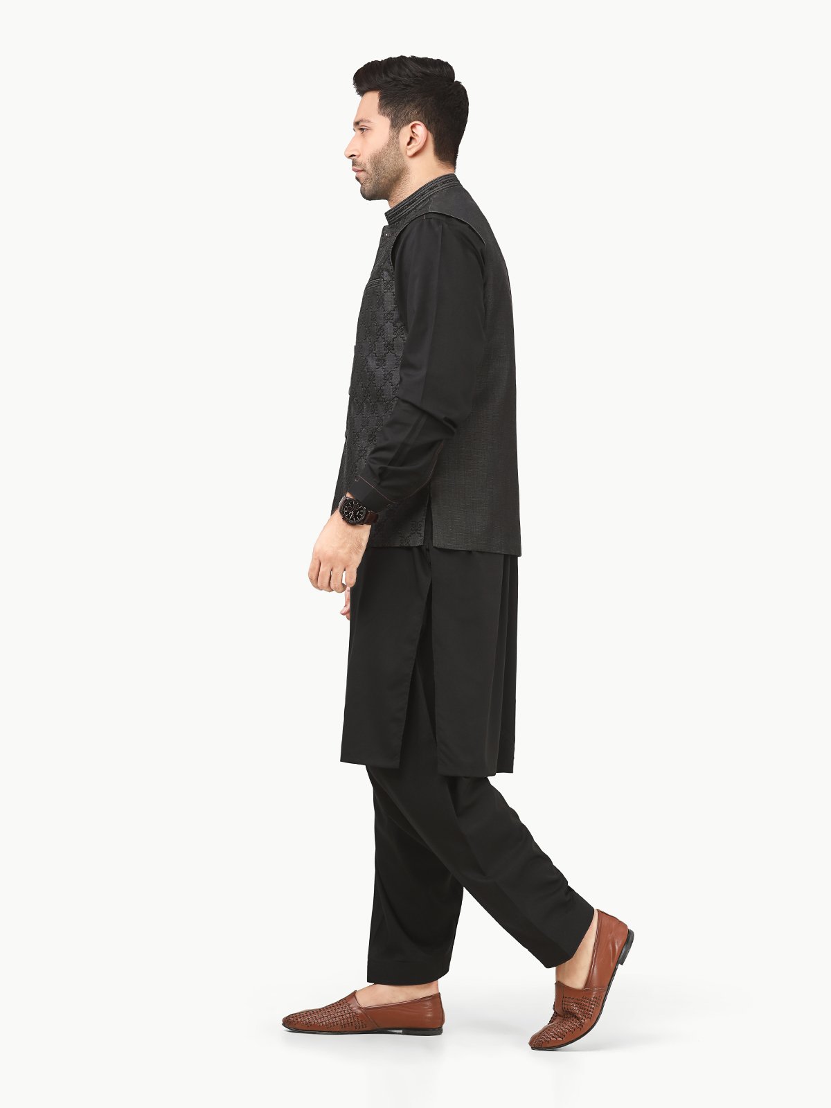 Edenrobe - Men's Dark Grey Waist Coat Ceremonial - EMTWCC22-119