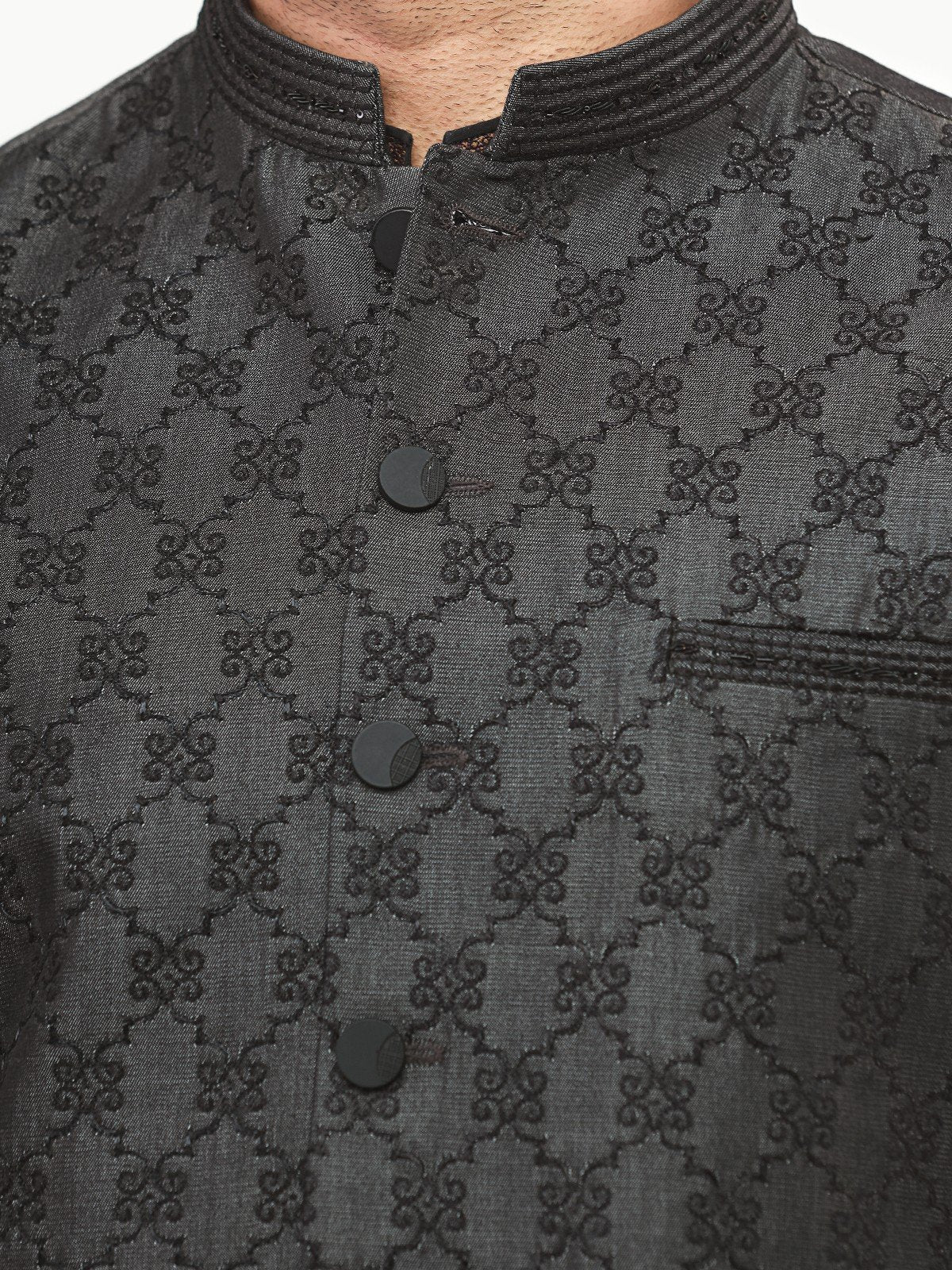 Edenrobe - Men's Dark Grey Waist Coat Ceremonial - EMTWCC22-119