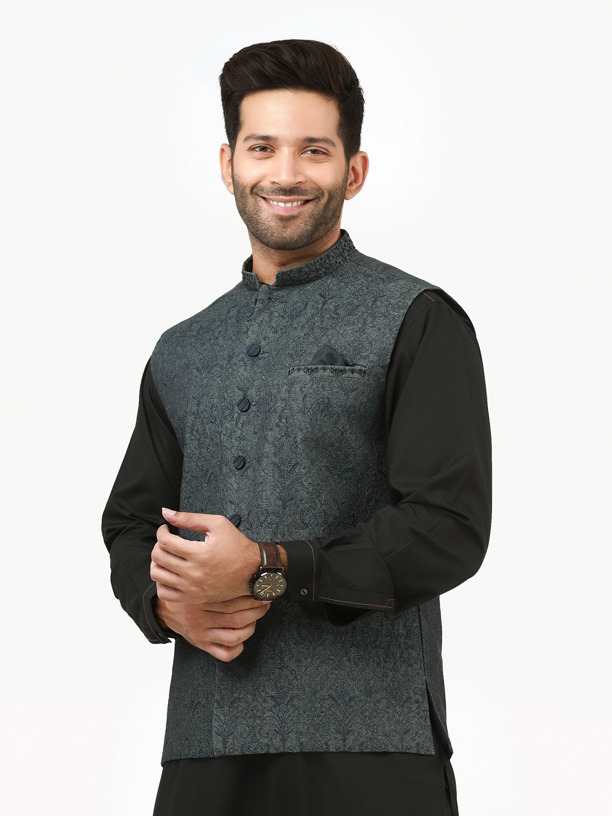 Edenrobe - Men's Navy Waist Coat Ceremonial - EMTWCC22-124