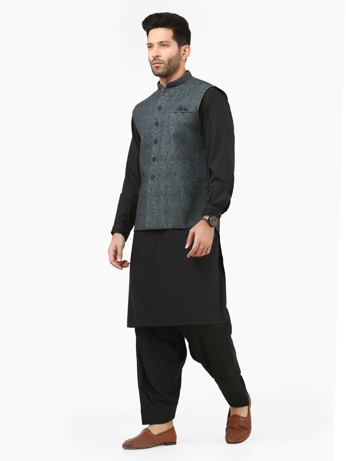 Edenrobe - Men's Navy Waist Coat Ceremonial - EMTWCC22-124