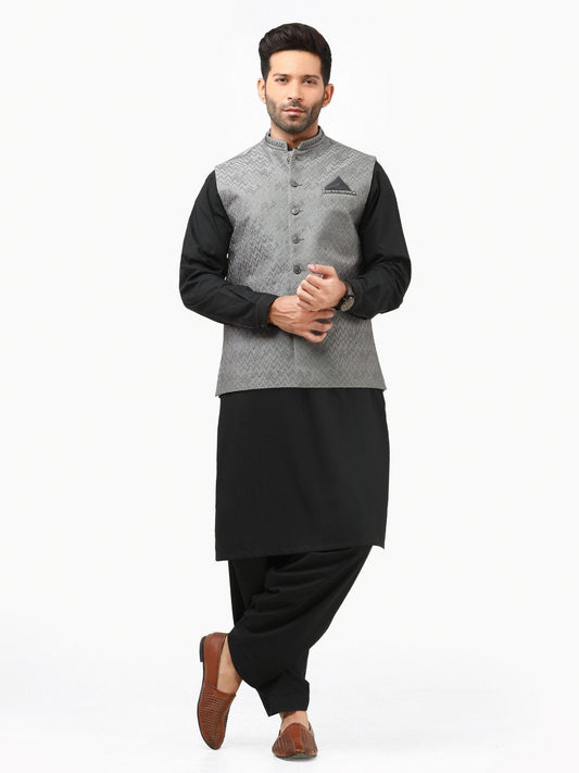 Edenrobe - Men's Grey Waist Coat Ceremonial - EMTWCC22-127