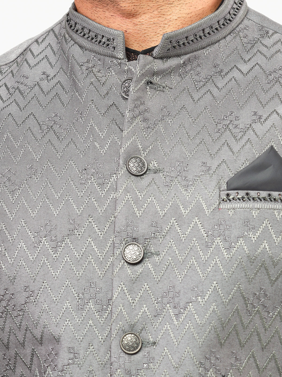 Edenrobe - Men's Grey Waist Coat Ceremonial - EMTWCC22-127