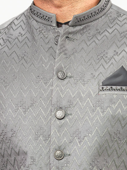 Edenrobe - Men's Grey Waist Coat Ceremonial - EMTWCC22-127