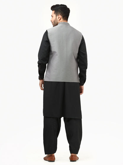 Edenrobe - Men's Grey Waist Coat Ceremonial - EMTWCC22-127